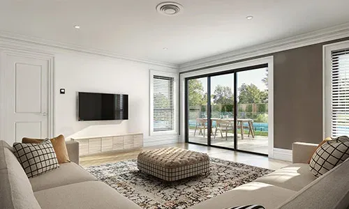 Living room with ActronAir ducted air conditioning ceiling outlet