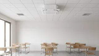 Daikin Sky Air ceiling cassette in a cafe