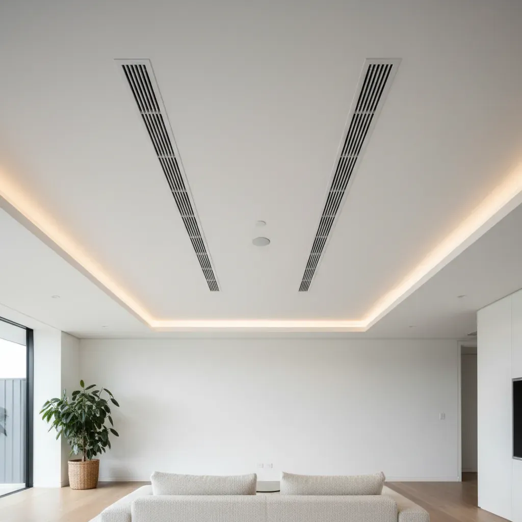 Ducted air conditioning Perth living room with linear ceiling vents