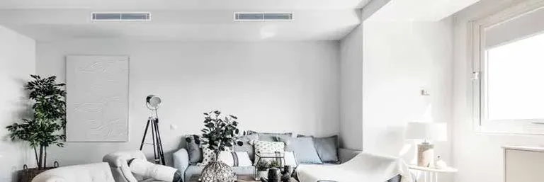 Mitsubishi Electric PEAD ducted air conditioning outlets in a living room ceiling