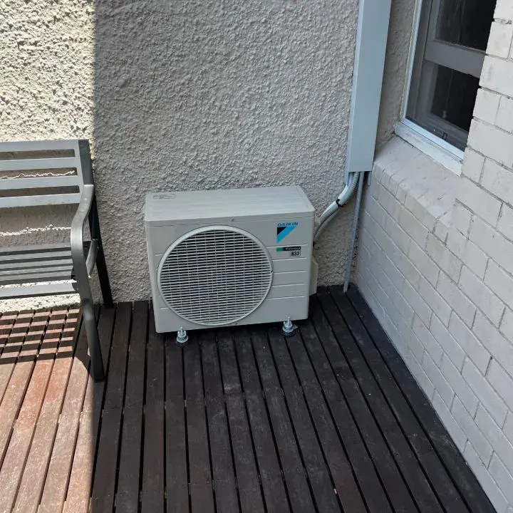 Outdoor unit on decking by Schillair