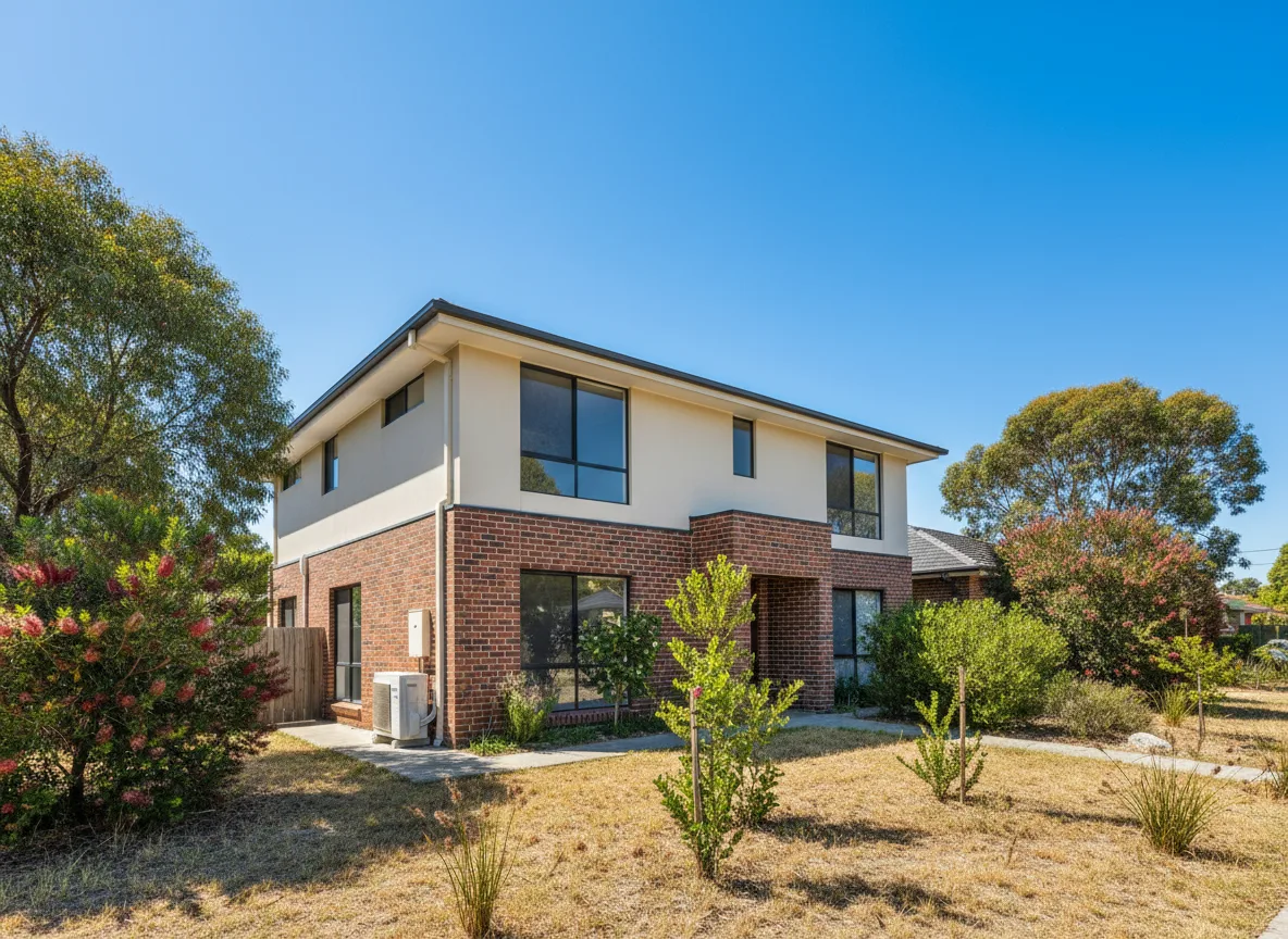 A freestanding Western Sydney home on a hot summer day with an outdoor air conditioning condenser unit