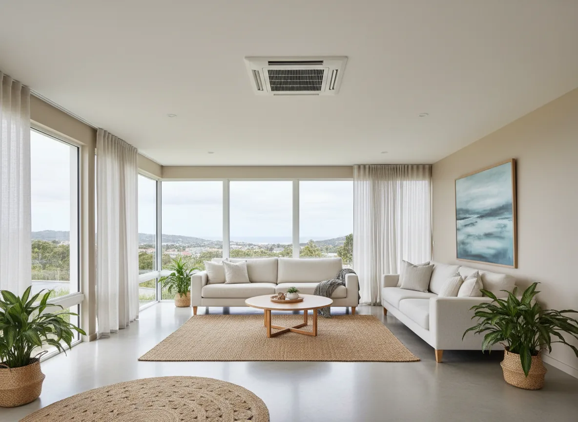 Ducted air conditioning in a comfortable modern Illawarra living room