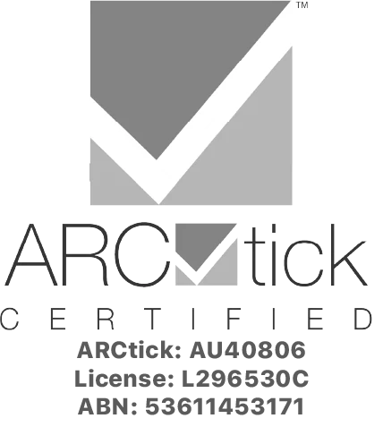 arctick certified technician stamp with license number and abn number 